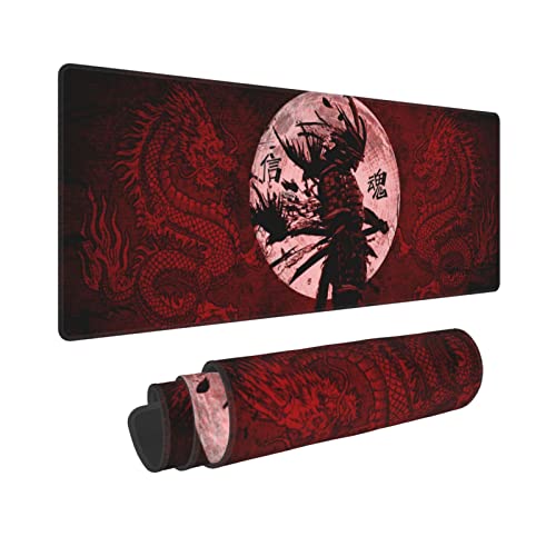 Japanisches Samurai Anime Rot Schwarz Drachen Mauspad 80 x 20 cm Mauspad Verlängerte Große rutschfeste Gummiunterseite Große Tastaturmatte Genähte Kanten Gaming Büro Japanisches Samurai Anime Rot Schwarz Drachen Mauspad 80 x 20 cm Mauspad Verlängerte Große rutschfeste Gummiunterseite Große Tastaturmatte Genähte Kanten Gaming Büro von Minioze