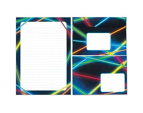 Briefpapier-Set Briefblock mit Umschlag für Jungen Jungs Mädchen Kinder Lasertag Kindermotiv Briefbögenblock liniert (Block A5 mit 25 Blätter + 15 Umschläge) von Minkocards