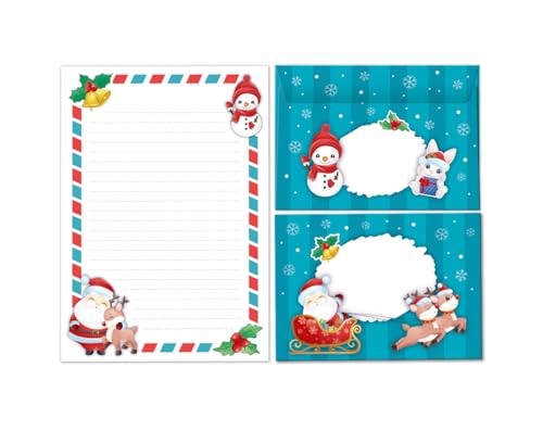 Briefpapier-Set Weihnachten Weihnachtsmann als Briefblock mit Umschlag für Kinder Mädchen Jungen Weihnachtsbriefpapier (Block A5 mit 25 Blätter + 15 Umschläge) von Minkocards