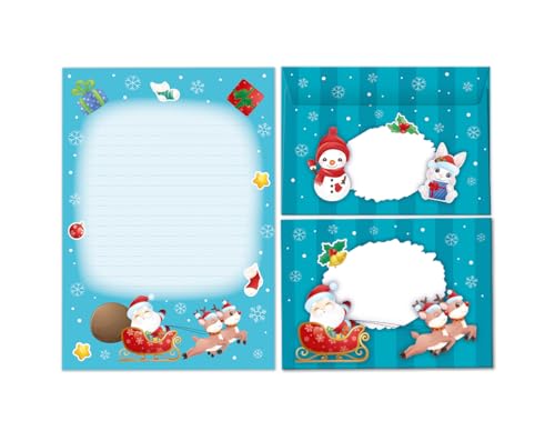 Briefpapier-Set Weihnachten Weihnachtsmann als Briefblock mit Umschlag für Kinder Mädchen Jungen Weihnachtsbriefpapier (Block A5 mit 25 Blätter + 15 Umschläge) von Minkocards