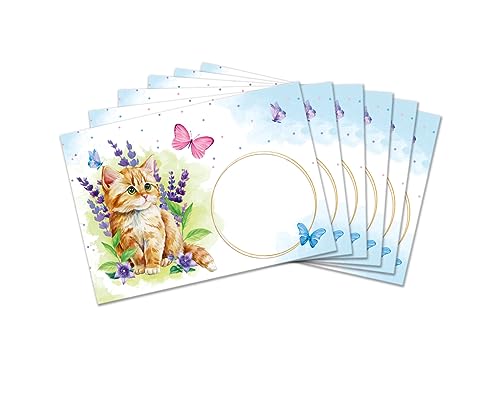 Umschläge mit Kindermotiv Katze für Mädchen Briefumschläge für Einladungskarten Gutscheine Geldgeschenke DIN C6 (15 Umschläge/selbstklebend mit Abziehstreifen) von Minkocards