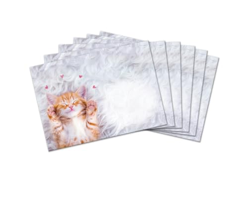 Umschläge mit Kindermotiv Katze für Mädchen Briefumschläge für Einladungskarten Gutscheine Geldgeschenke DIN C6 (15 Umschläge/selbstklebend mit Abziehstreifen) von Minkocards