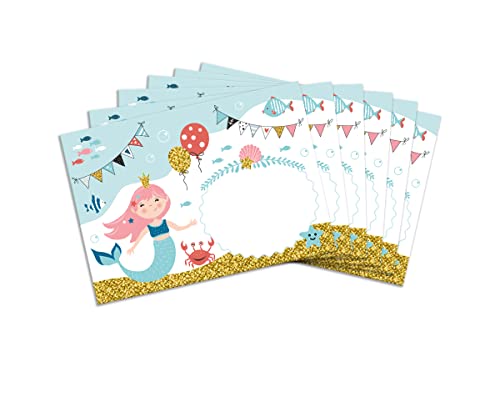 Umschläge mit Kindermotiv Meerjungfrau für Mädchen Briefumschläge für Einladungskarten Gutscheine Geldgeschenke DIN C6 (15 Umschläge/selbstklebend mit Abziehstreifen) von Minkocards