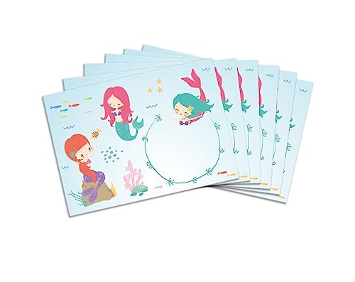 Umschläge mit Kindermotiv Meerjungfrau für Mädchen Briefumschläge für Einladungskarten Gutscheine Geldgeschenke DIN C6 (15 Umschläge/selbstklebend mit Abziehstreifen) von Minkocards