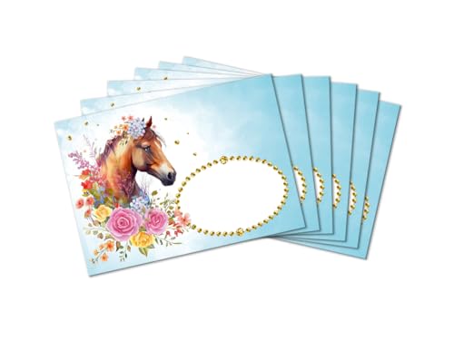 Umschläge mit Kindermotiv Pferd für Mädchen Briefumschläge für Einladungskarten Gutscheine Geldgeschenke DIN C6 (15 Umschläge/selbstklebend mit Abziehstreifen) von Minkocards