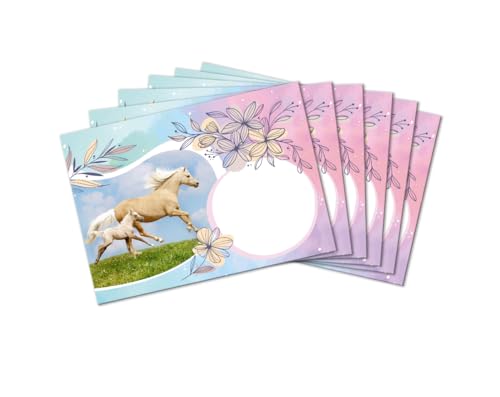 Umschläge mit Kindermotiv Pferde Pferd mit Fohlen für Mädchen Briefumschläge für Einladungskarten Gutscheine Geldgeschenke DIN C6 (15 Umschläge/selbstklebend mit Abziehstreifen) von Minkocards