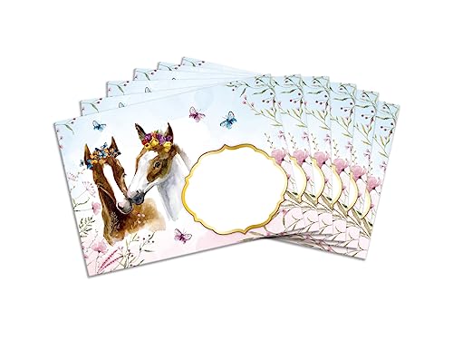Umschläge mit Kindermotiv Pferde für Mädchen Briefumschläge für Einladungskarten Gutscheine Geldgeschenke DIN C6 (15 Umschläge/selbstklebend mit Abziehstreifen) von Minkocards