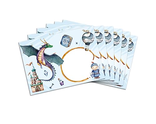 Umschläge mit Kindermotiv Ritter für Jungen Jungs Briefumschläge für Einladungskarten Gutscheine Geldgeschenke DIN C6 (15 Umschläge/selbstklebend mit Abziehstreifen) von Minkocards