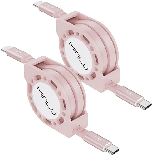 Minlu 2Pack 4Ft USB C auf USB C Einziehbares Kabel PD 100W Schnellladekabel Typ C Ladekabel für MacBook Pro 2022 iPad Pro 2022 Galaxy Ultra S23 S22 S21 Pixel Switch Huawei von Minlu