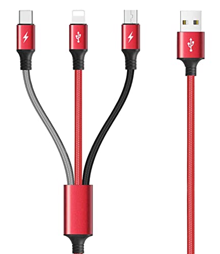 Minlu 3m Multi-Ladekabel 3,5A, 3-in-1 USB-Ladekabel mit Telefon/Typ C/Micro-USB-Anschluss für Handys 13/12/11/Xs/Xr/X/8/7/6/Samsung Galaxy/Huawei/Pixel/LG/Tablets von Minlu