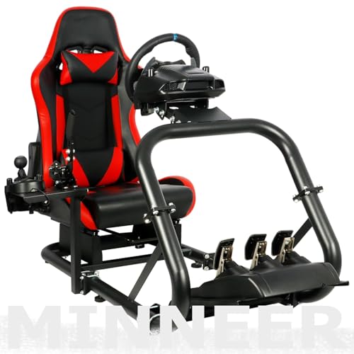 Minneer Racing Simulator Cockpit Rennsimulator Cockpit Lenkradständer mit Rennsitz passend für Logitech G25 G27 G29 G920&G923 Thrustmaster T300RS TX Fanatec PC PS4 Xbox ohne Räder und Pedale von Minneer