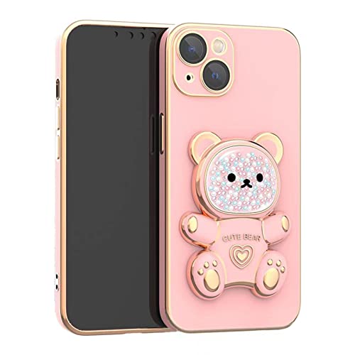 Niedlicher Bär versteckter Ständer, kompatibel mit iPhone 13, weiche TPU-Stoßstange, stoßfest, 3D-Bär-Halterung, Handyhülle mit Kameraschutz für Frauen, Mädchen - Rosa Niedlicher Bär versteckter Ständer, kompatibel mit iPhone 13, weiche TPU-Stoßstange, stoßfest, 3D-Bär-Halterung, Handyhülle mit Kameraschutz für Frauen, Mädchen - Rosa von MintBear