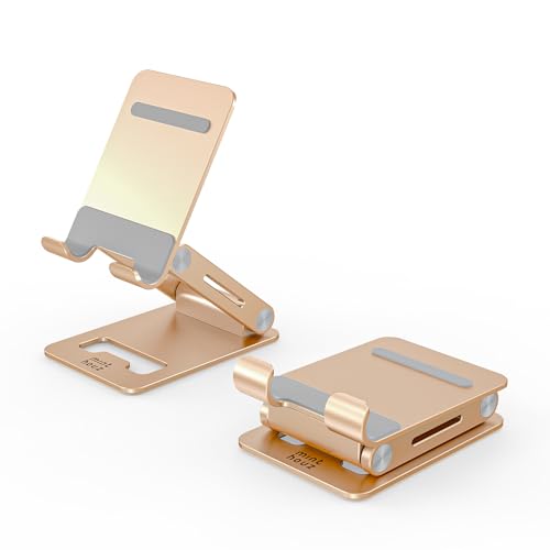 Minthouz Handy Ständer, Faltbarer Handyhalterung Aluminium Smartphone Ständer Kompatibel mit iPhone 16 15 14 13 Pro Max und Mehr 4,7''-7,9'' Smartphones von Minthouz