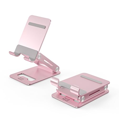 Minthouz Handy Ständer, Faltbarer Handyhalterung Aluminium Smartphone Ständer Kompatibel mit iPhone 16 15 14 13 Pro Max und Mehr 4,7''-7,9'' Smartphones von Minthouz