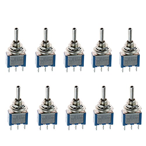 Mintice™ 10 Stück Blau Kfz Auto EIN/Aus/EIN 3 Polig Momentaner Mini Kippschalter Instrumententafel Wippschalter von Mintice