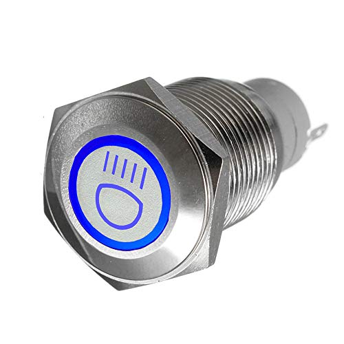 Mintice™ 16mm KFZ Kippschalter Wippschalter Druckschalter Schalter Drucktaster 12V Blau Licht Metall Fernlicht von Mintice