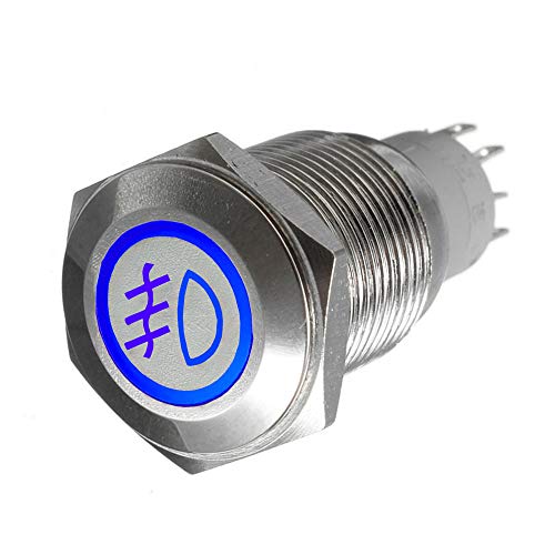 Mintice™ 16mm KFZ Kippschalter Wippschalter Druckschalter Schalter Drucktaster 12V Blau Licht Metall Nebelleuchte von Mintice