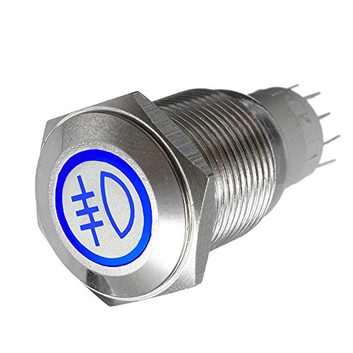 Mintice™ 16mm KFZ Kippschalter Wippschalter Druckschalter Schalter Drucktaster 12V Blau Licht Metall Nebelschlussleuchte von Mintice
