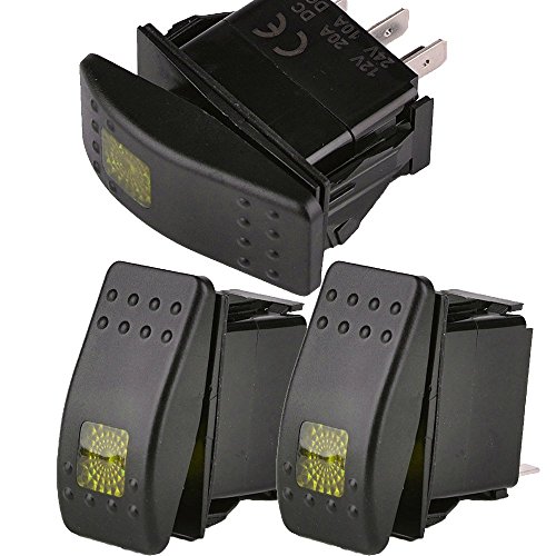 Mintice™ 3 X KFZ Offroad Kippschalter Druckschalter Schalter Wippschalter Wasserdicht 12V 20A Gelb Licht 3Pin von Mintice