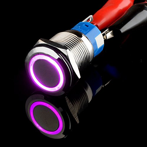 Mintice™ KFZ Auto Wippschalter Kippschalter Druckschalter Schalter Drucktaster 19mm 12V 5A Violett Licht Metall von Mintice