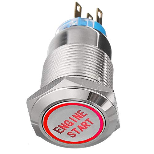 Mintice 19mm KFZ Kippschalter Wippschalter Druckschalter Schalter Drucktaster 12V Rot Licht Metall Engine Start von Mintice