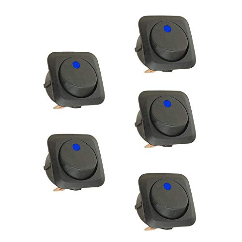 Mintice 5 Stück 12V 25A KFZ Schalter EIN/AUS Wippenschalter Beleuchtet Schalter Blau 25mm von Mintice