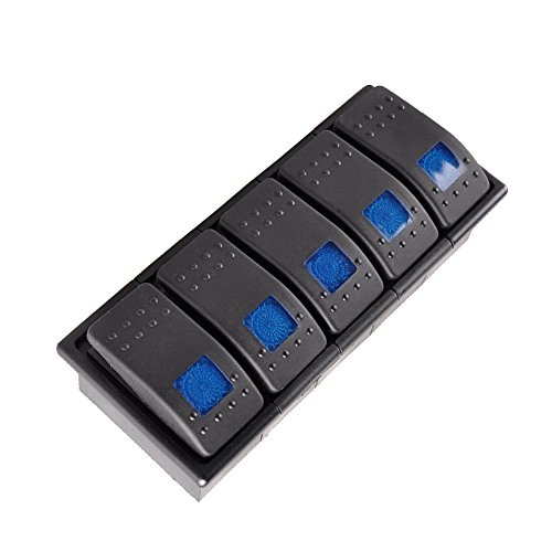 Mintice 5 Stück KFZ Kippschalter Druckschalter Schalter Wippschalter Wasserdicht 12V 20A 24V 10A Blau Licht 4Pin AN/AUS Schalterhalter von Mintice