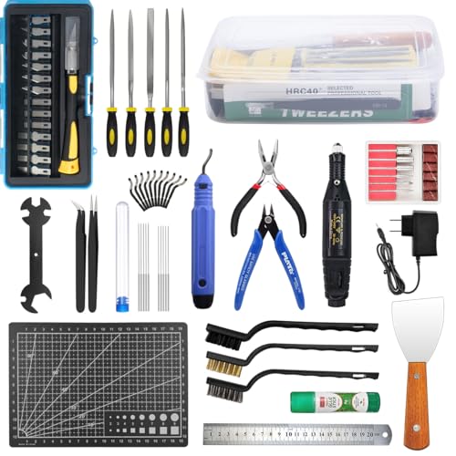 Mintion 3D Drucker Werkzeuge Kit, 3D Drucker Zubehör mit Klebestift, Reinigungsnadeln, geraden & gebogenen Pinzetten, Entgrater, elektrischem Polierer und weiterem 3D Druck Zubehör für FDM Drucker von Mintion