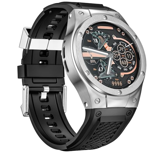 MioHHR Weiche Silikonbänder für Google Pixel Watch 1/Pixel Watch 2, weiches Ersatzarmband mit Edelstahl-Schutzhülle für Google Pixel Watch, Herren und Damen, Silber von MioHHR