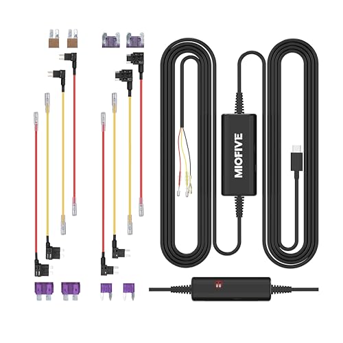 Miofive USB Type-C Hardwire Kit Nur für Miofive S1/S1 Pro/S1 Ultra Dashcams, Aktiviert den Parkmodus und bietet Schutz bei niedriger Spannung, 11,5 ft / 350 cm (Separat kaufen) von Miofive