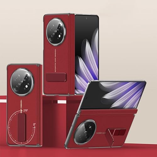 Faltbare Handyhülle aus Kunstleder für Oppo Find N5, ultraschlanke Abdeckung mit drehbarem Ständer, magnetisches Scharnier (Rot, Für Find N5) von MiorMiar