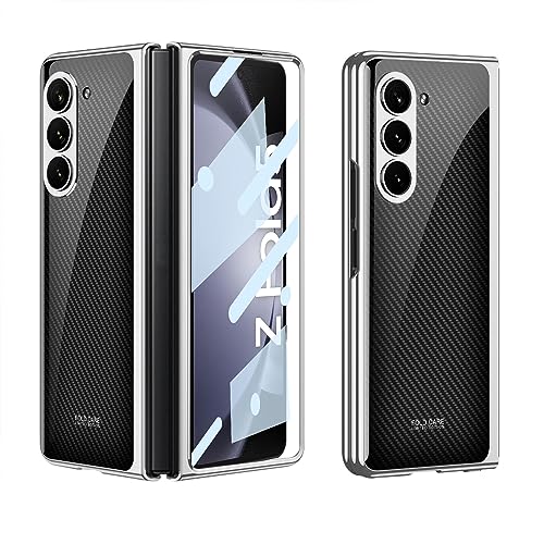 Integrierte Shell-Membran-Handyhülle für Samsung Galaxy Z Fold 5, Gehäuse aus gehärtetem Glas mit galvanisiertem Rahmen für Z Fold5, faltbare Farblackierung Anti-Fall-Abdeckung (11, For Fold5) von MiorMiar