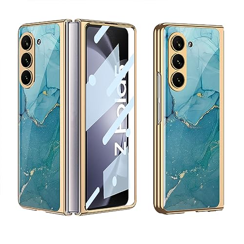 Integrierte Shell-Membran-Handyhülle für Samsung Galaxy Z Fold 5, Gehäuse aus gehärtetem Glas mit galvanisiertem Rahmen für Z Fold5, faltbare Farblackierung Anti-Fall-Abdeckung (14, For Fold5) von MiorMiar