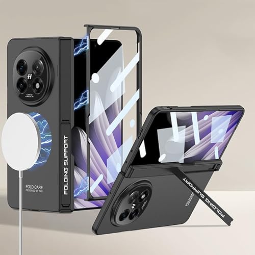 Magnetische Faltbare Handyhülle für Oppo Find N5, All-Inclusive-Hülle mit Halterung, integrierter Schale und Membran (Schwarz, Für Find N5) von MiorMiar
