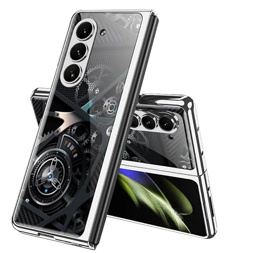 MiorMiar Gehärtetes Glas Telefongehäuse für Samsung Galaxy Z Fold 5, Farbmalerei Fold Shell für Z Fold5, Anti-Fall Abdeckung mit galvanischem Rahmen (5, for Fold 5) von MiorMiar