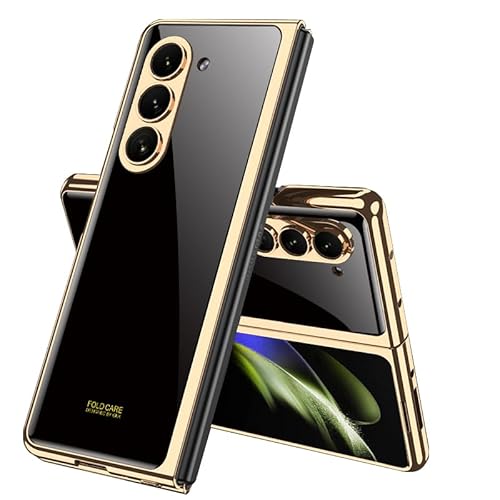 MiorMiar Gehärtetes Glas Telefongehäuse für Samsung Galaxy Z Fold 5, Farbmalerei Fold Shell für Z Fold5, Anti-Fall Abdeckung mit galvanischem Rahmen (8, for Fold 5) von MiorMiar