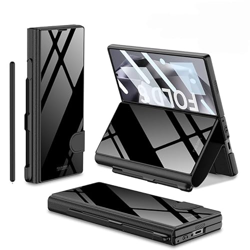 MiorMiar Handyhülle aus gehärtetem Glasfilm aus Leder für Samsung Galaxy Z Fold 6, Farbmalerei Faltschale mit Stiftschlitz für Z Fold6 (11, Für Fold 6) von MiorMiar