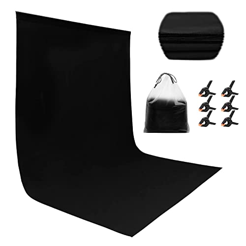 Miorkly 1,8×2,8m Schwarz Fotohintergrund,Verdicken Blackscreen Background, Faltbare Black Rollup Stoff Foto Hintergrund,für Fotowand Fotostudio Fotografie Hintergrundsystem(6 Clip,1 Tasche) von Miorkly