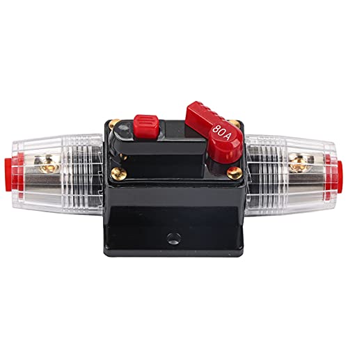 Miosugo 12-24V Wasserdichter Sicherungshalter, Hochstrom Leistungsschalter, Marine Sicherungshalter, Wohnmobil Wechselrichter Schutzschalter, Manueller Reset Unterbrecher (80A) von Miosugo