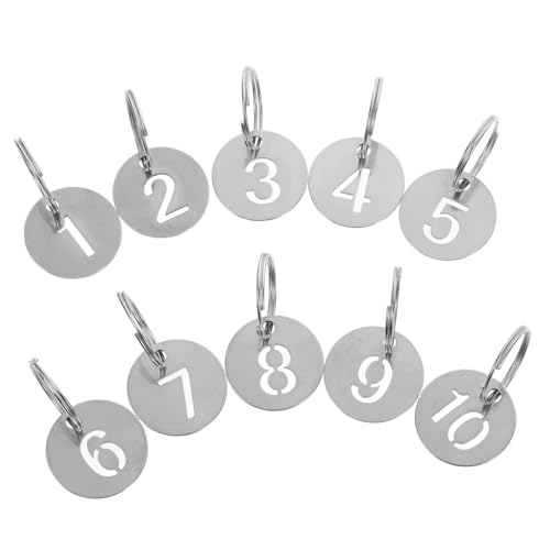 Mipcase 10 Stück Nummernschild Schlüsseletiketten nummerierte Schlüsselanhänger Nummerierte Tags Namensschilder aus Metall etiketten aus edelstahl Rostfreier Stahl Silver Mipcase 10 Stück Nummernschild Schlüsseletiketten nummerierte Schlüsselanhänger Nummerierte Tags Namensschilder aus Metall etiketten aus edelstahl Rostfreier Stahl Silver von Mipcase