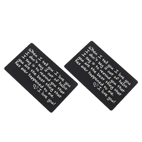 Mipcase 2Stücke Gravierte Brieftaschenkarten aus Aluminium Teiliges Hypoallergen und Langlebig für Hochzeit Valentinstag und Einlage von Mipcase