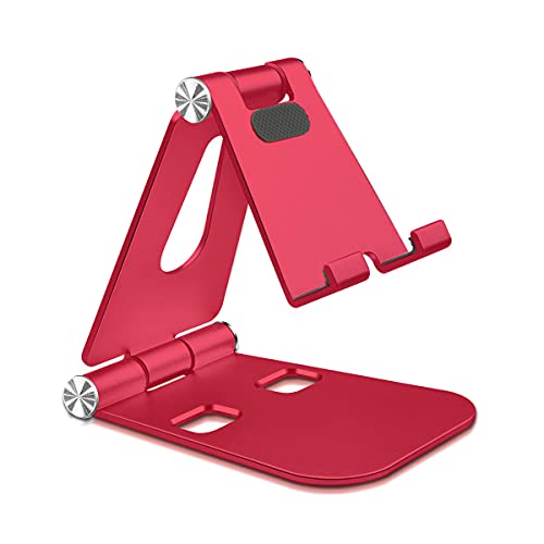 Mipcase Universal Telefonhalterung Multi-Winkel Ständer Verstellbarer Ständer für Telefon, Aluminiumrahmen Tablet-Halterung, leicht tragbar, kompatibel mit Phone und Tablet [4-13 inch] (Rot) von Mipcase