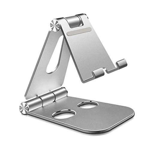 Mipcase Universal Telefonhalterung Multi-Winkel Ständer Verstellbarer Ständer für Telefon, Aluminiumrahmen Tablet-Halterung, leicht tragbar, kompatibel mit Phone und Tablet [4-13 inch] (Silber) von Mipcase