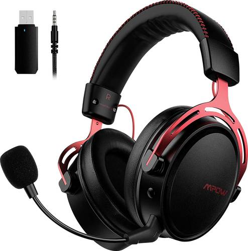 Mipow Gaming Over Ear Headset Funk, kabelgebunden Stereo Schwarz, Rot Mikrofon-Rauschunterdrückung von Mipow