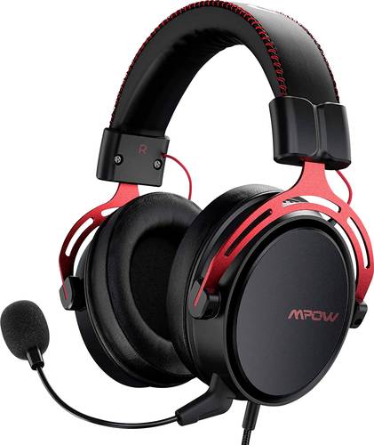 Mipow Gaming Over Ear Headset kabelgebunden Stereo Schwarz, Rot Mikrofon-Rauschunterdrückung Lautst von Mipow