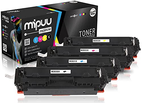 Mipuu 4 XXL Toner kompatibel mit HP W2030X W2031X W2032X W2033 X 415 mit Chip für Color Laserjet Enterprise M480F M455 M480 Pro M479DW von Mipuu