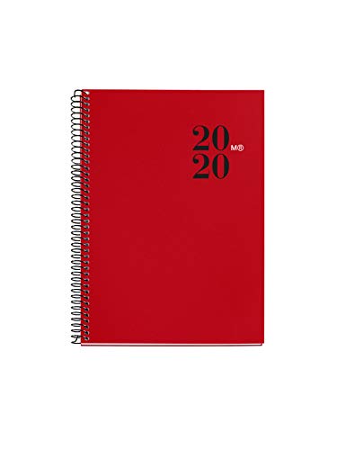 Miquelrius 34001 Terminkalender 2020, Wochenansicht, vertikal, 155 x 213 mm, Schreibtisch, City Rot, Castellano von Miquelrius