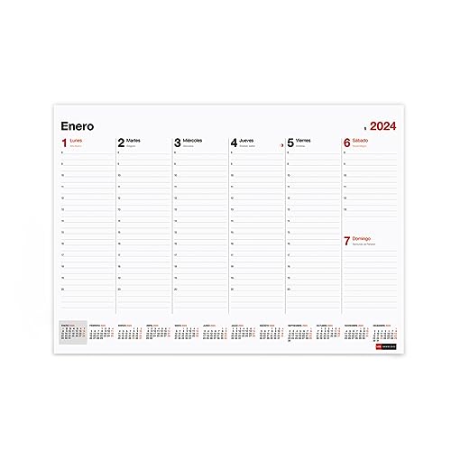 Miquelrius - Basic, Wochenplaner 2024, A3, 420 x 296 mm, mit Platz für Notizen, geklebt, Spanisch von Miquelrius