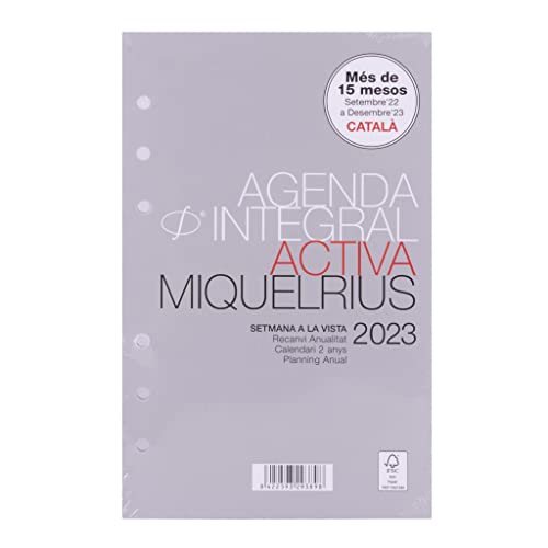 Miquelrius - Ersatz-Terminplaner 16 Monate (September 2022 Dezember 2023) - Wochenansicht - Aktive Größe 117 x 182 mm (ca. A6) - Katalanisch von Miquelrius