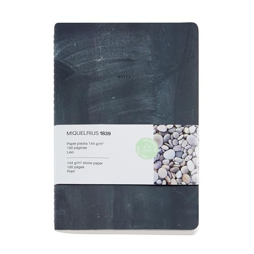 Miquelrius - Flexibles Notizbuch, A5 (142 x 210 mm), liniert, 50 weiße Blätter, 144 g/m², 144 g/m², Papiereinband und Stampingdetails, schwarz von Miquelrius
